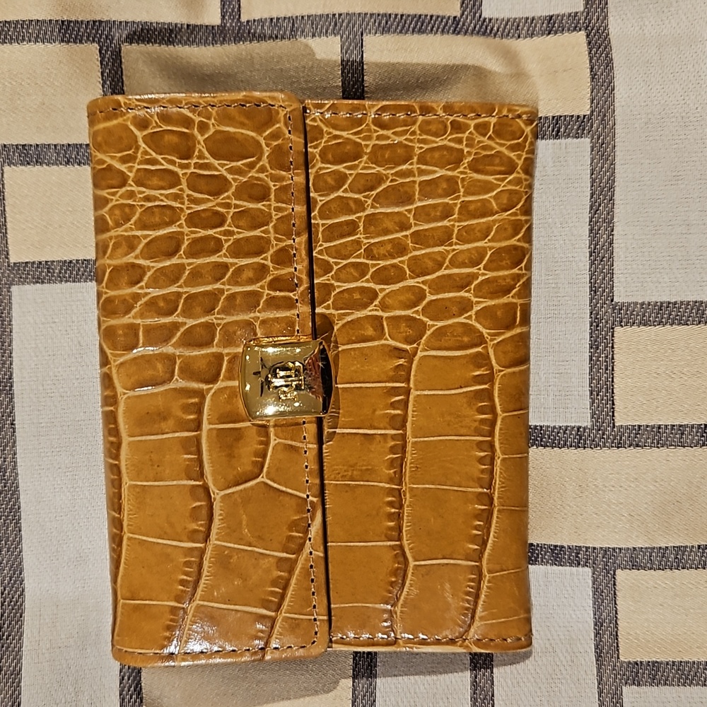 RALPH LAUREN COIN/CREDIT CARD HOLDER   CAMEL LIZARD LIKE
